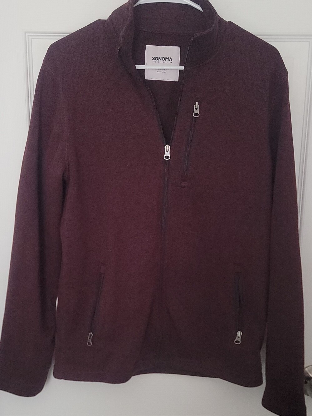 SONOMA Men's Maroon Full-Zip Sweater